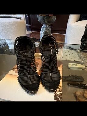 Gucci Black Strappy Cage High-Heel Sandals